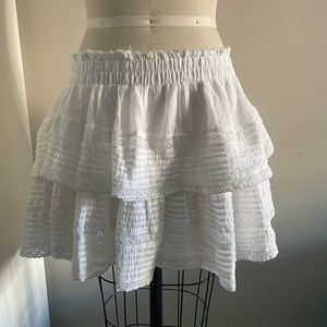 Aerie White Tiered Ruffle Mini Skirt